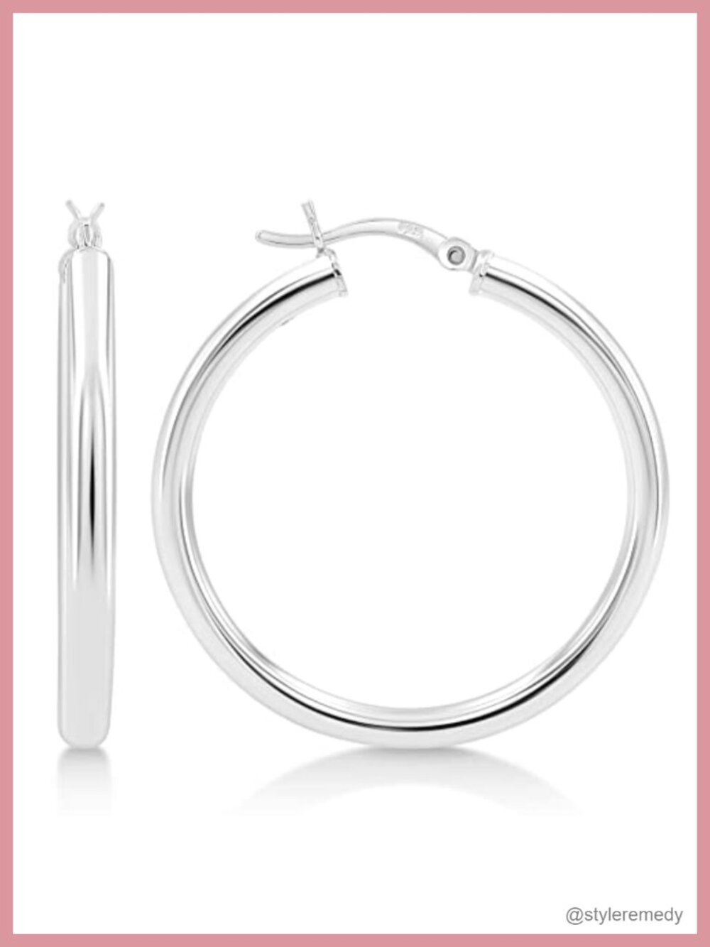 925 Sterling Silver Hoop Earrings 3mm Lightweight Hypoallergenic